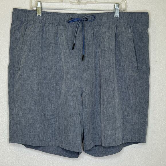 Eddie Bauer Pull On Chino Shorts Mens Size XXL Blue Elastic Drawstring Waist - Picture 1 of 8
